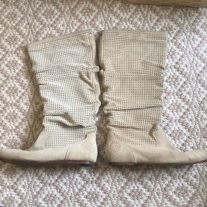 UGG Tan Perforated Suede Slouchy Boots